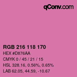 Code couleur: RGB 216 118 170 | qconv.com