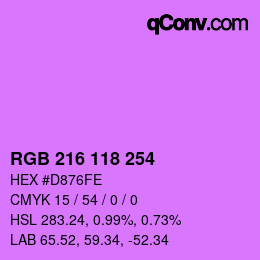 Color code: RGB 216 118 254 | qconv.com