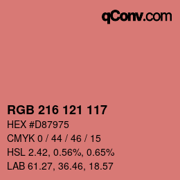 颜色代码: RGB 216 121 117 | qconv.com