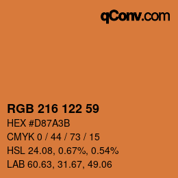 Color code: RGB 216 122 59 | qconv.com