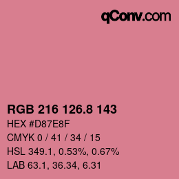 カラーコード: RGB 216 126.8 143 | qconv.com