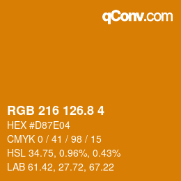 Color code: RGB 216 126.8 4 | qconv.com