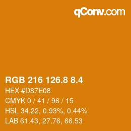 カラーコード: RGB 216 126.8 8.4 | qconv.com