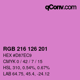 Farbcode: RGB 216 126 201 | qconv.com