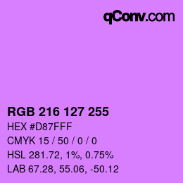 Color code: RGB 216 127 255 | qconv.com