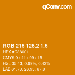 カラーコード: RGB 216 128.2 1.6 | qconv.com