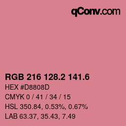 カラーコード: RGB 216 128.2 141.6 | qconv.com