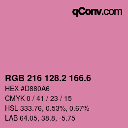 カラーコード: RGB 216 128.2 166.6 | qconv.com