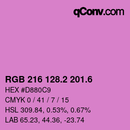 カラーコード: RGB 216 128.2 201.6 | qconv.com