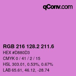 カラーコード: RGB 216 128.2 211.6 | qconv.com