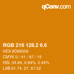 カラーコード: RGB 216 128.2 6.6 | qconv.com