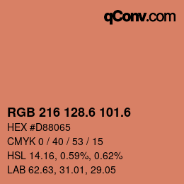 カラーコード: RGB 216 128.6 101.6 | qconv.com