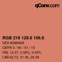 カラーコード: RGB 216 128.6 106.6 | qconv.com