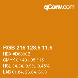 カラーコード: RGB 216 128.6 11.6 | qconv.com
