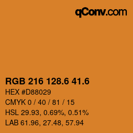 カラーコード: RGB 216 128.6 41.6 | qconv.com