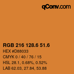 カラーコード: RGB 216 128.6 51.6 | qconv.com