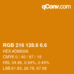 カラーコード: RGB 216 128.6 6.6 | qconv.com