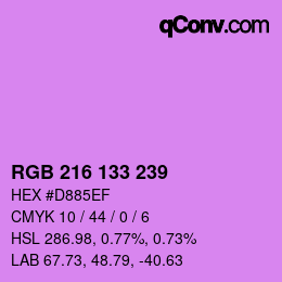 Color code: RGB 216 133 239 | qconv.com