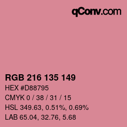 Color code: RGB 216 135 149 | qconv.com