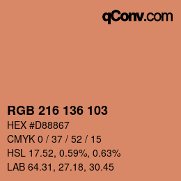 Color code: RGB 216 136 103 | qconv.com