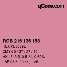 Color code: RGB 216 136 158 | qconv.com