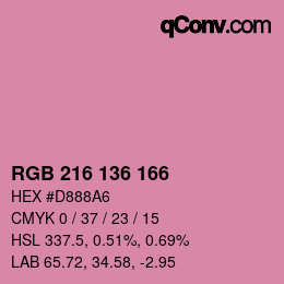 Color code: RGB 216 136 166 | qconv.com