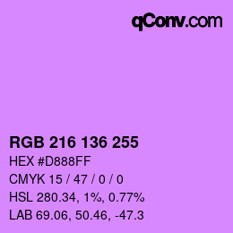 Color code: RGB 216 136 255 | qconv.com