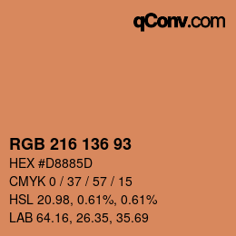 Color code: RGB 216 136 93 | qconv.com