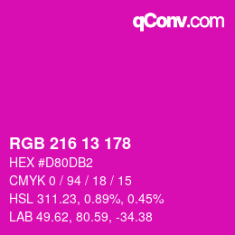 Color code: RGB 216 13 178 | qconv.com