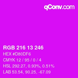 Color code: RGB 216 13 246 | qconv.com