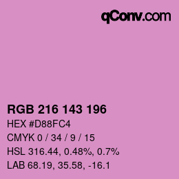颜色代码: RGB 216 143 196 | qconv.com