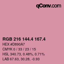 カラーコード: RGB 216 144.4 167.4 | qconv.com