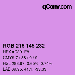 Color code: RGB 216 145 232 | qconv.com