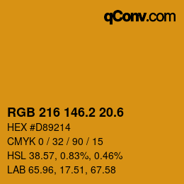 カラーコード: RGB 216 146.2 20.6 | qconv.com