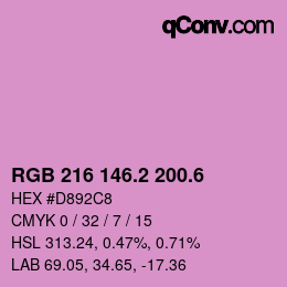 カラーコード: RGB 216 146.2 200.6 | qconv.com