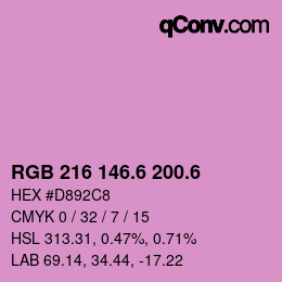 カラーコード: RGB 216 146.6 200.6 | qconv.com