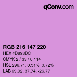 Código de color: RGB 216 147 220 | qconv.com