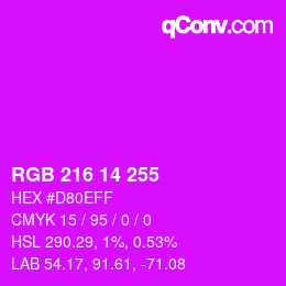 Color code: RGB 216 14 255 | qconv.com