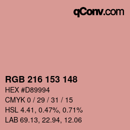颜色代码: RGB 216 153 148 | qconv.com