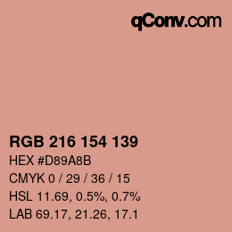 颜色代码: RGB 216 154 139 | qconv.com