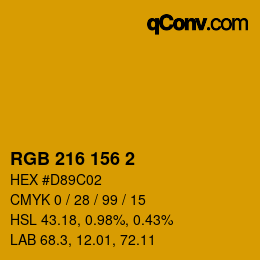 颜色代码: RGB 216 156 2 | qconv.com