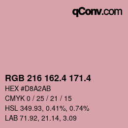 カラーコード: RGB 216 162.4 171.4 | qconv.com