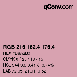 カラーコード: RGB 216 162.4 176.4 | qconv.com