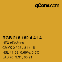 カラーコード: RGB 216 162.4 41.4 | qconv.com
