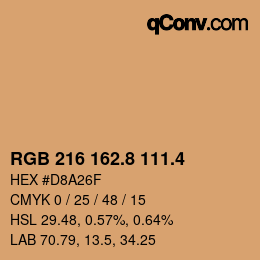 カラーコード: RGB 216 162.8 111.4 | qconv.com