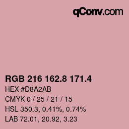 カラーコード: RGB 216 162.8 171.4 | qconv.com