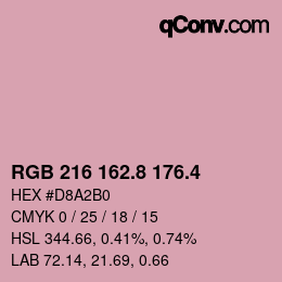 カラーコード: RGB 216 162.8 176.4 | qconv.com
