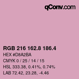 カラーコード: RGB 216 162.8 186.4 | qconv.com
