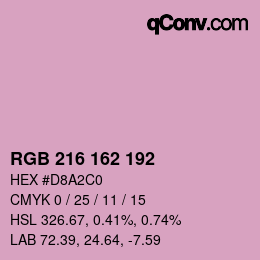 Color code: RGB 216 162 192 | qconv.com