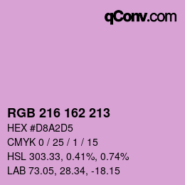 颜色代码: RGB 216 162 213 | qconv.com